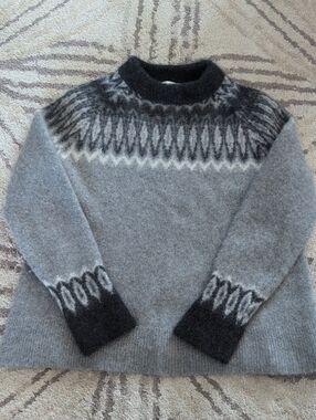 Vineyard Vines Grey Crewneck with Dark Fair Isle Yoke